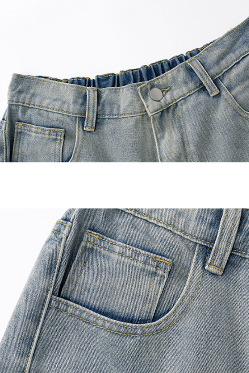 Men's SpringSummer Panel Washed 5" Jean Shorts - Retro Loose