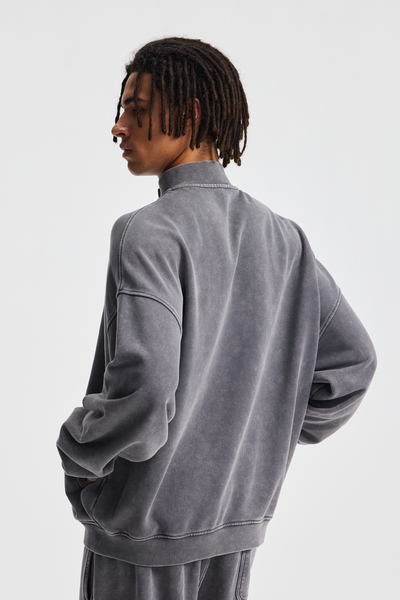 Men's Cotton Streetwear Wax-Dyed Washed Stand Collar Distressed Jacket