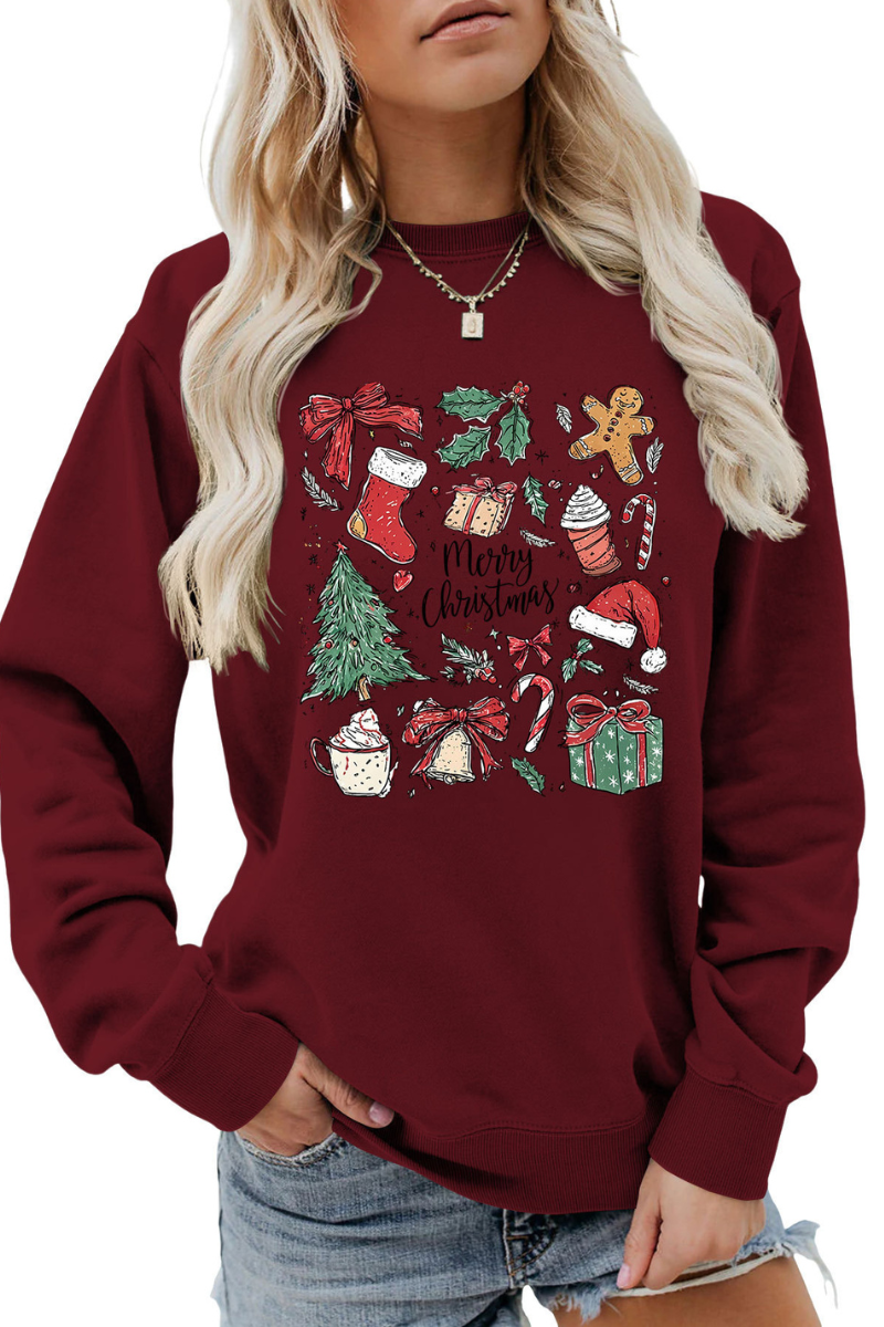 Women Winter Merry Christmas Gift Graphic Sweatshirt