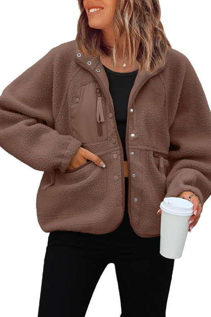 Women Fall Clothing Cozy Sherpa Fleece Utility Jacket