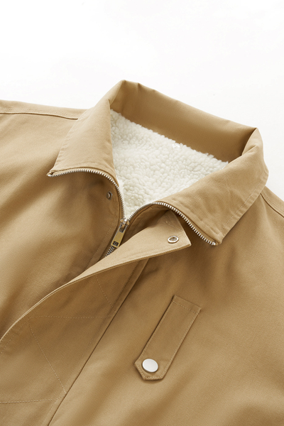 Women's Streetwear Detachable Collar Fleece Stand Jacket