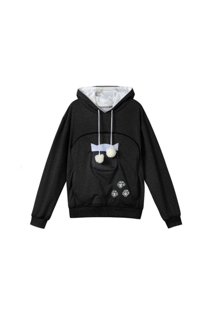 Unisex All Season Cat-Ear Drawstring Pet Pocket Hoodie