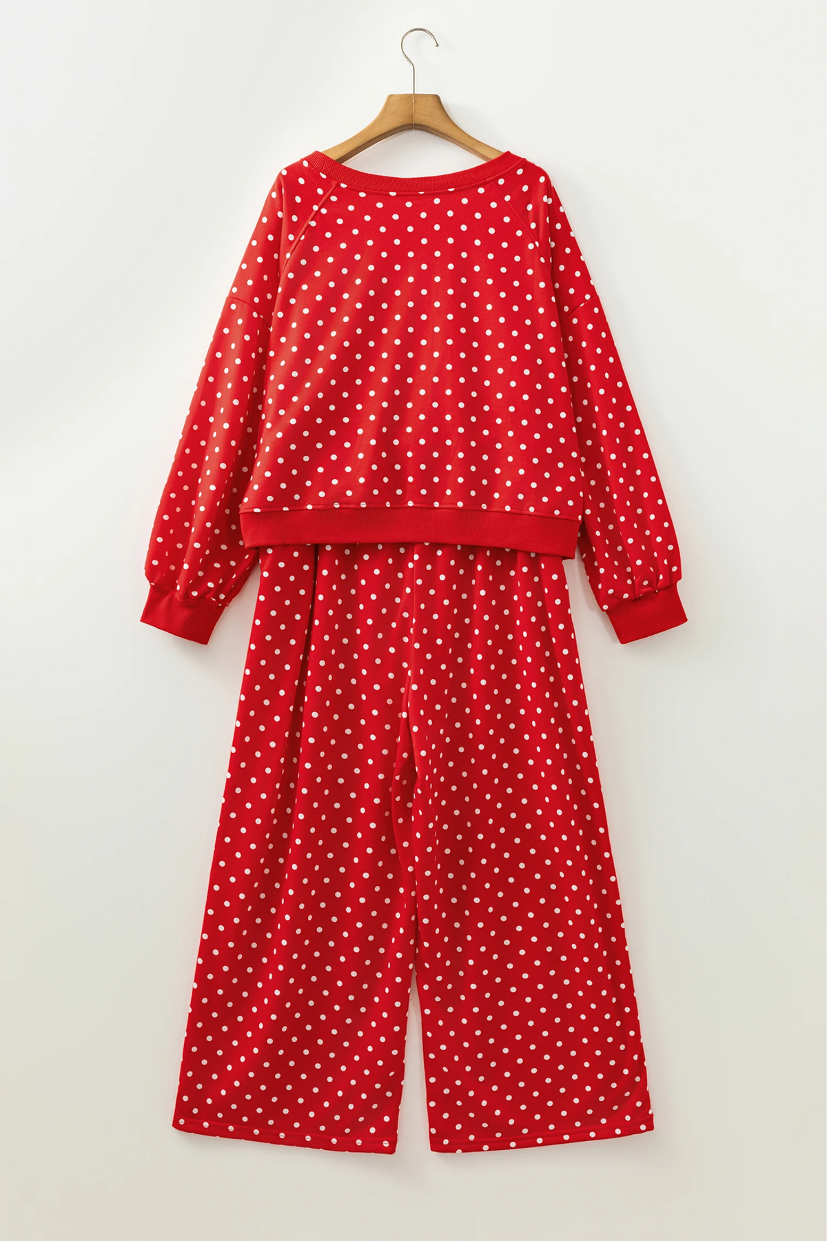 Women Spring Plus Size Polka Dot Wide Leg Lounge Set