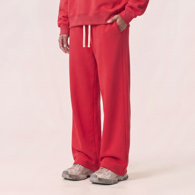 Unisex Spring Cotton Wide-Leg Drawstring Pocket Sweatpants
