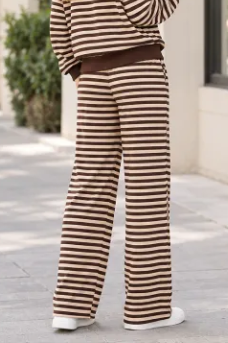 Women All Season Striped Straight Leg Lounge Pants