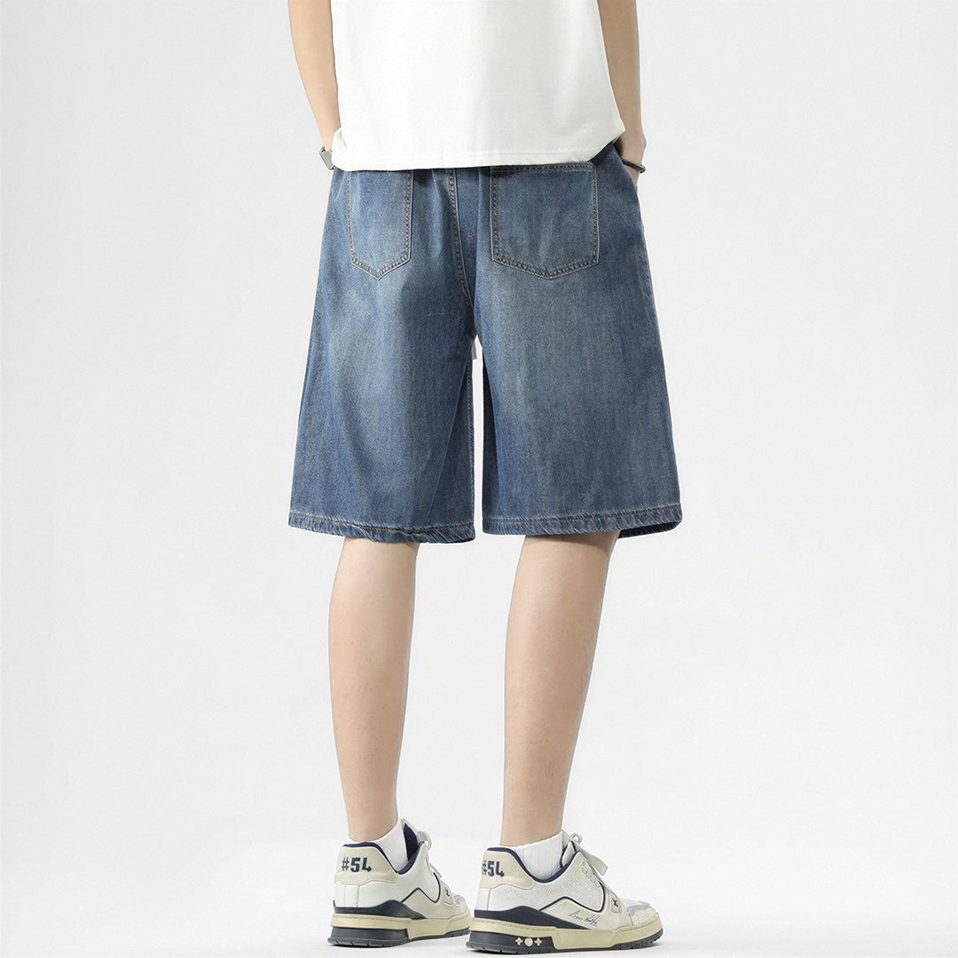 Men's Summer Gradient Tie-Dye Drawstring Denim Shorts