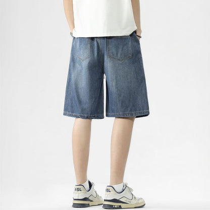 Men's Summer Gradient Tie-Dye Drawstring Denim Shorts