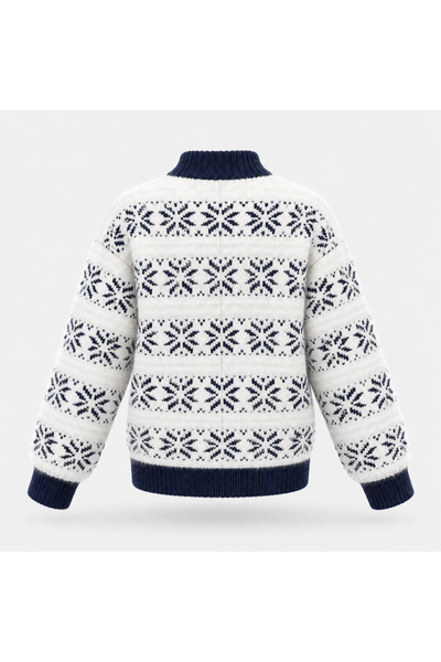 Women's Fall Christmas Snowflake Mock Neck Knit Sweater