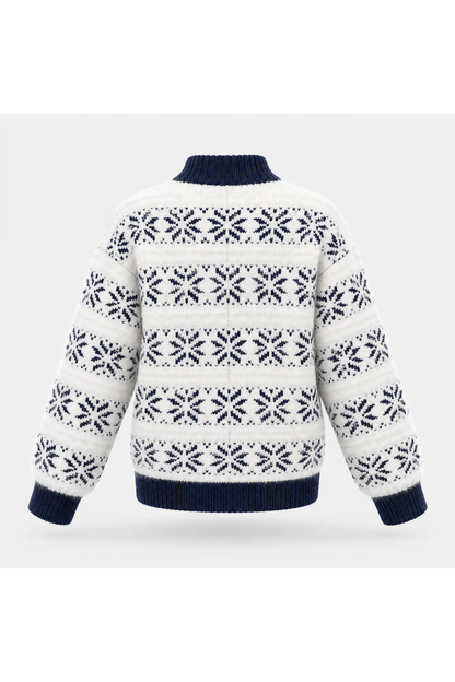 Women's Fall Christmas Snowflake Mock Neck Knit Sweater