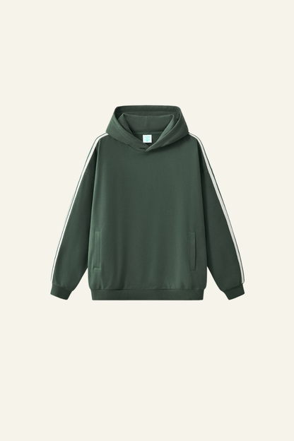 Men's Streetwear Side-Striped Solid Hoodie