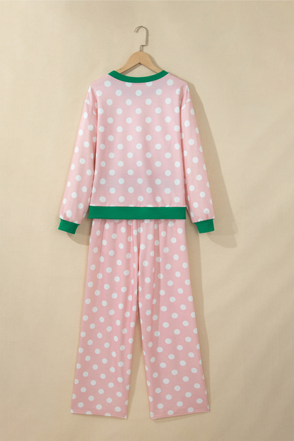 Women's Fall Polka Dot Colorblock Multi-Pocket 2 Piece Set
