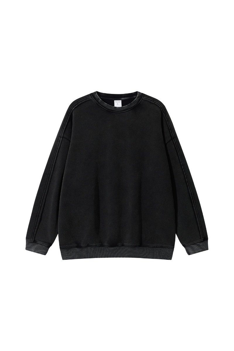Men Fall Clothing Vintage Wax-Dyed Boxy Crew Sweatshirt