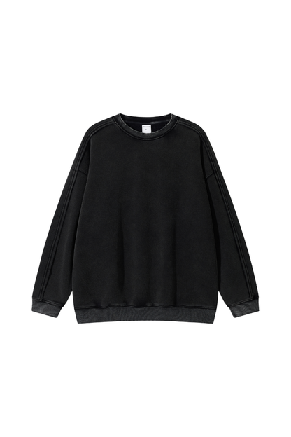 Men Fall Clothing Vintage Wax-Dyed Boxy Crew Sweatshirt