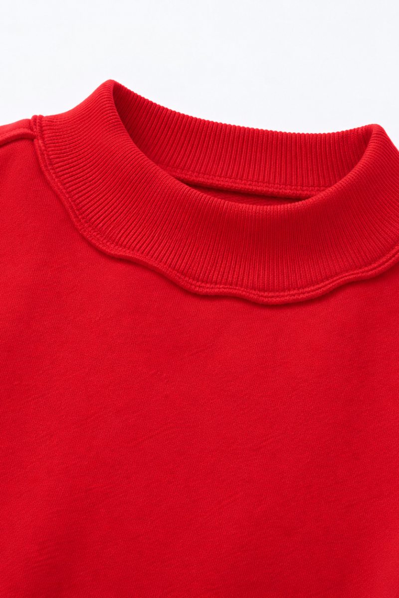 Unisex Fall Clothing Mock-Neck Drop-Shoulder Sweatshirt