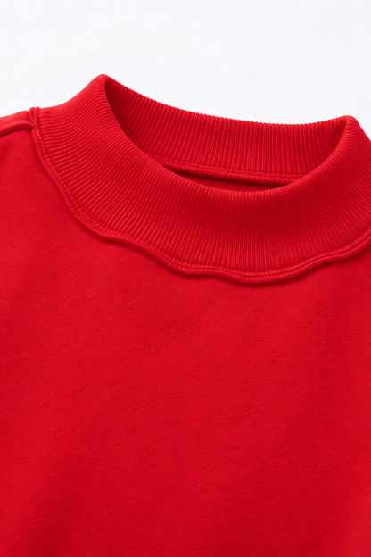 Unisex Fall Clothing Mock-Neck Drop-Shoulder Sweatshirt