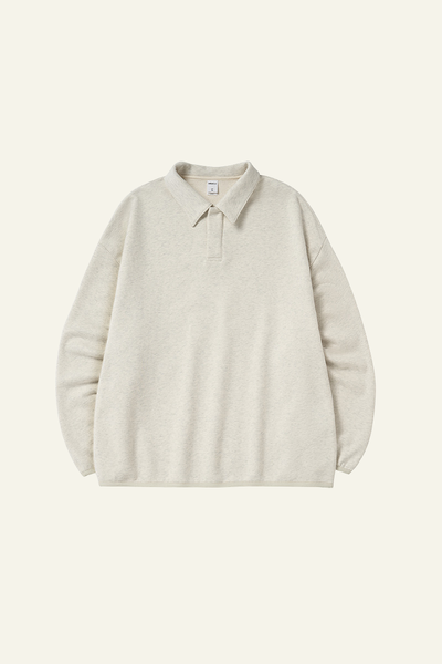 Men's Streetwear Polo Collar Drop Shoulders  Sweatshirt.