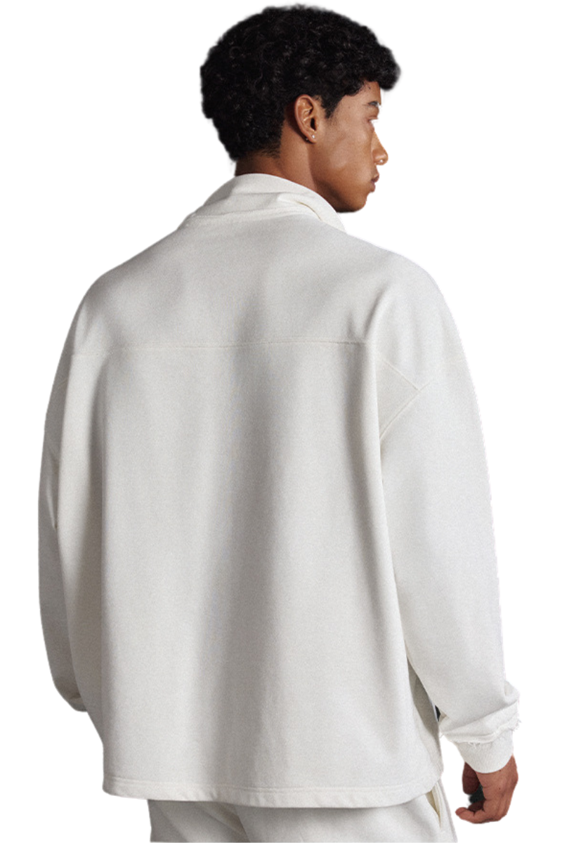 Men's Spring Summer 450g Half Zip Raw Edge Stand Collar Set