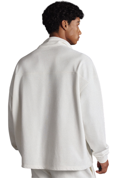Men's Spring Summer 450g Half Zip Raw Edge Stand Collar Set