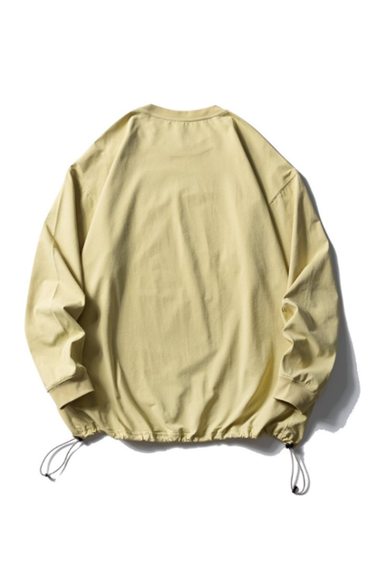 Women's Spring Drawstring-Hem Relaxed Long-Sleeve T-Shirt