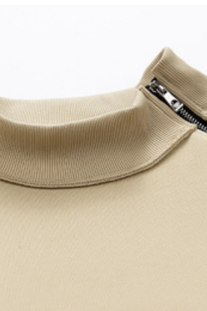 Men Spring Diagonal Zip Mock Neck Oversized Sweatshirt