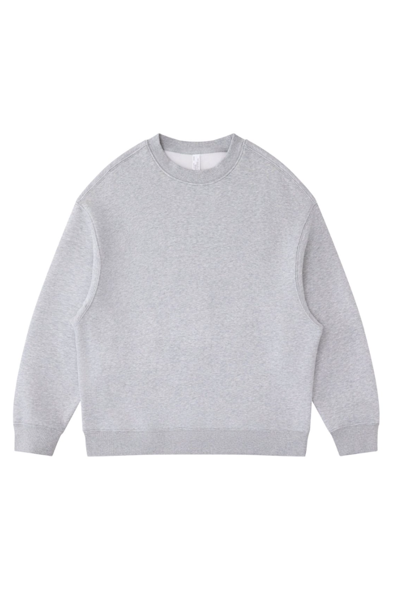 Unisex Fall Winter Fleece-Lined Loose Crewneck Sweatshirt