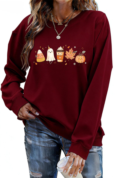 Women Fall Clothing Halloween Ghost Pumpkin Sweatshirt