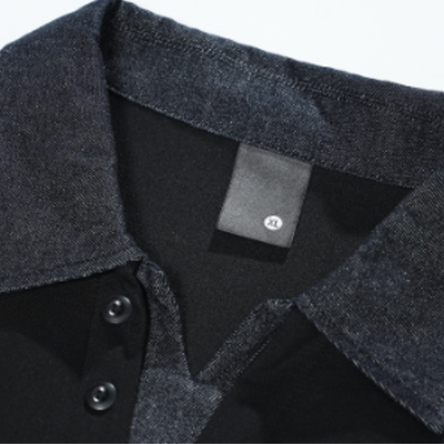 Men's Spring Denim-Collar Half-Button Loose Polo Sweatshirt