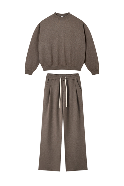 Women Fall Clothing Heathered Crewneck Sweatshirt Set
