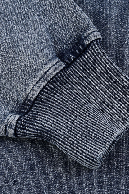 Men Fall Clothing Heavy Knit Denim Washed Sweatshirt