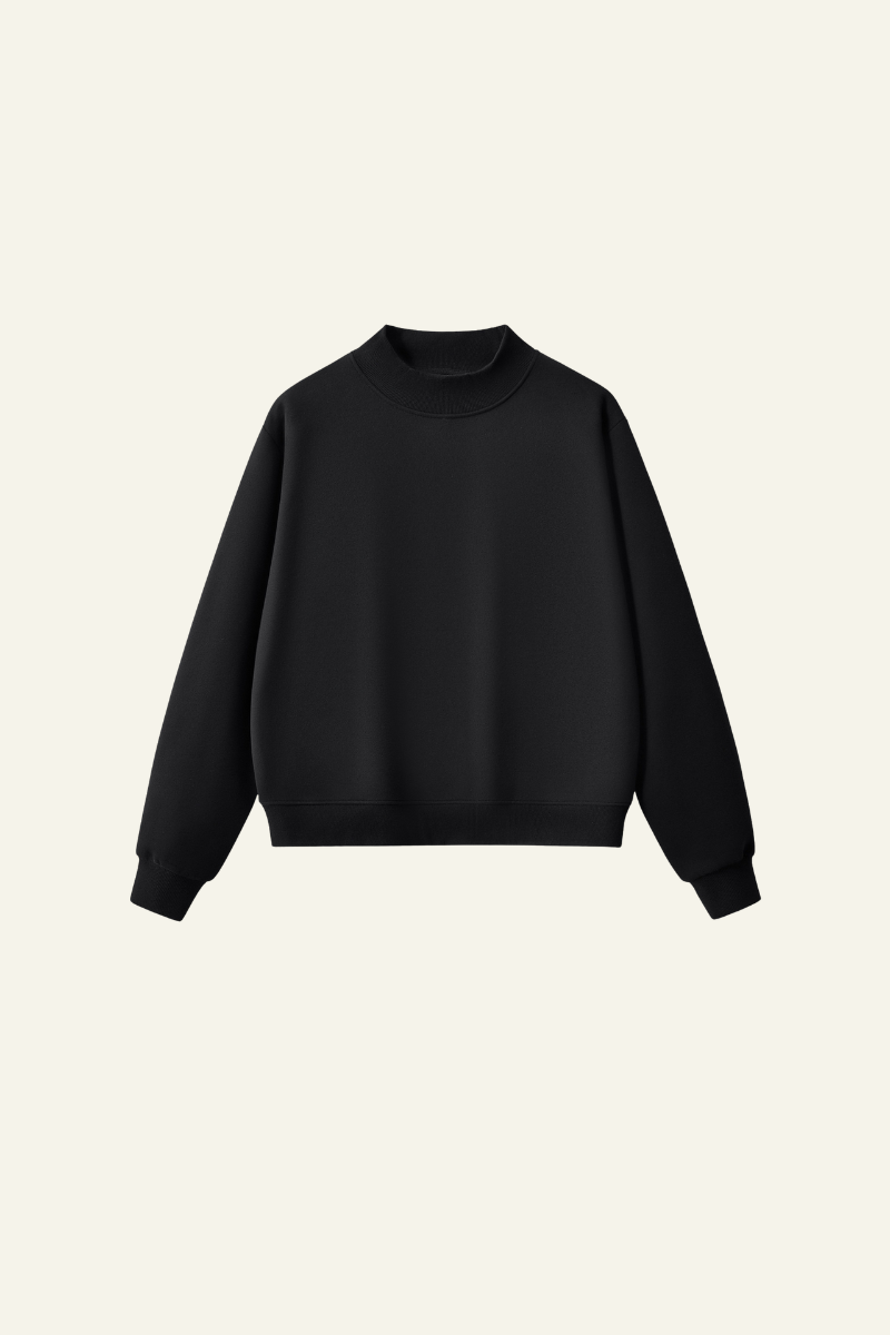 Women's Streetwear Stand-Collar Solid Mock Neck Sweatshirt