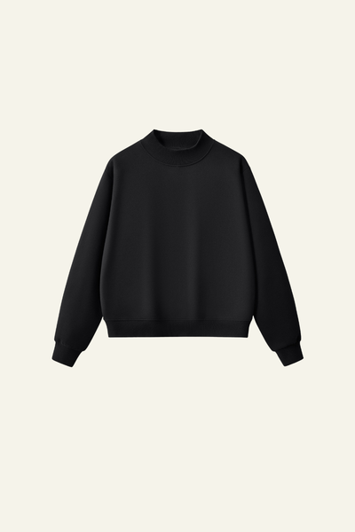 Women's Streetwear Stand-Collar Solid Mock Neck Sweatshirt