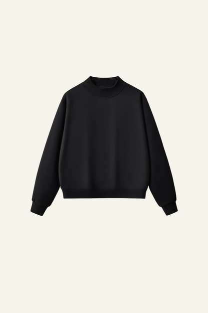 Women's Streetwear Stand-Collar Solid Mock Neck Sweatshirt