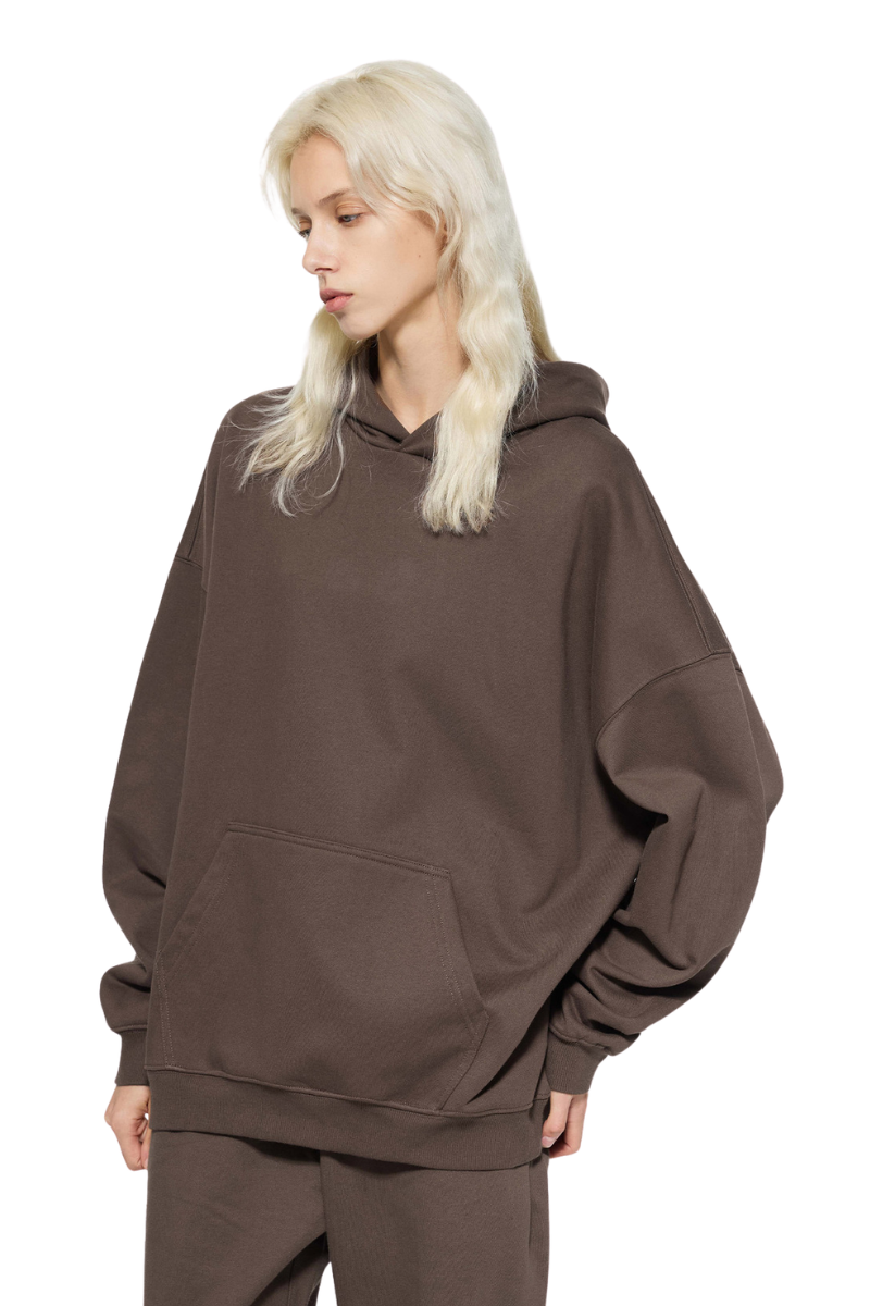 Women's FallWinter 430g Terry Solid LooseDropShoulder Hoodie