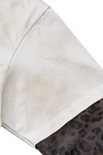 Unisex Fall Clothing Leopard Patchwork Heavy Cotton Top