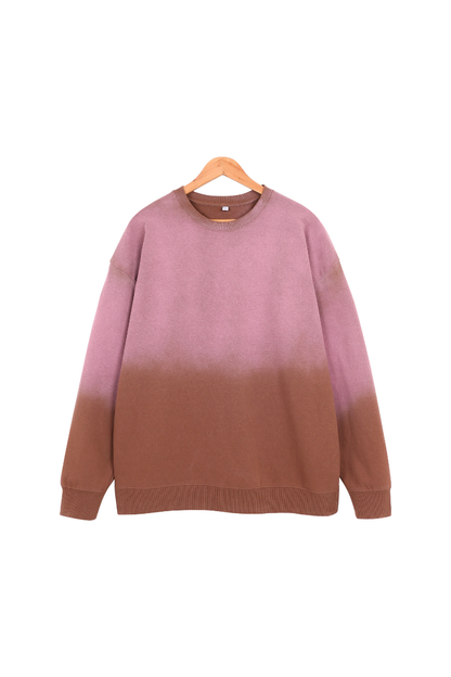 Women Fall Washed Vintage Gradient Crew Neck Sweatshirt
