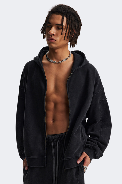 Men's Cotton Streetwear Full Zipper Hooded Jacket