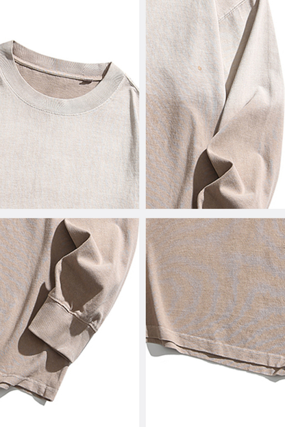 Unisex Heavy Washed American Gradient Loose Long Sleeve Tee