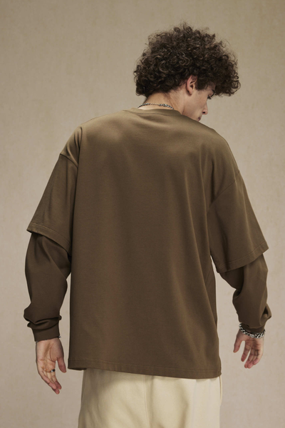 Men's Cotton Patchwork Faux Two-Piece Sweatshirt