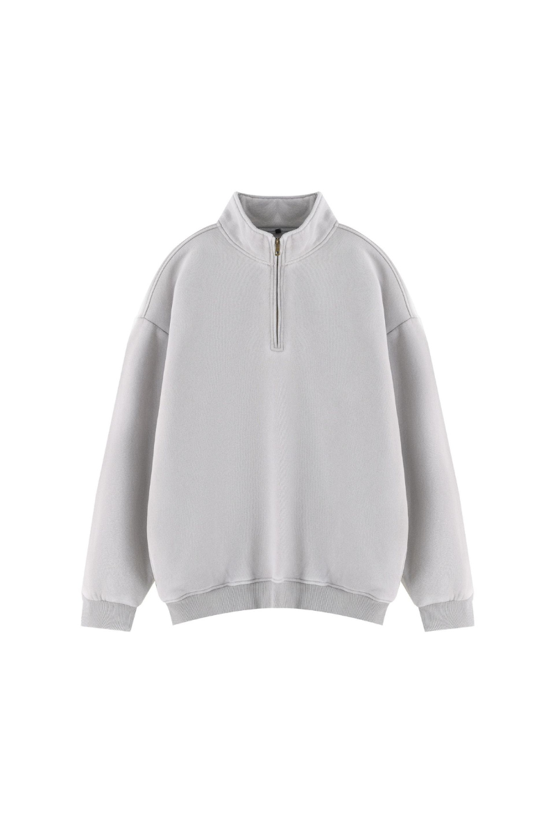 Women Fall Clothing Warm Fleece Vintage Half Zip Sweatshirt