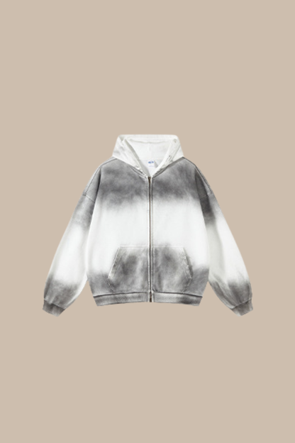 Women's Cotton Gradient-Dyed Vintage  Full-Zip Hooded Jacket