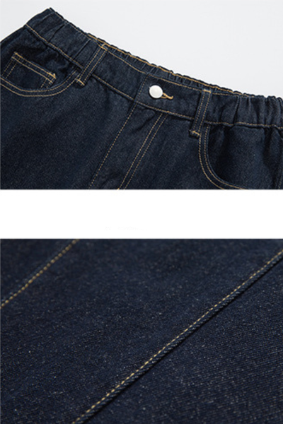 Men's Spring Panel Stitch Raw Denim Retro Straight Jeans