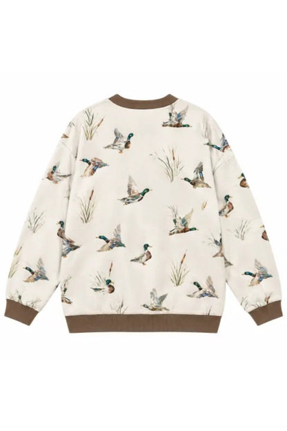 Women Fall Clothing Western Floral Print Crew Sweatshirt