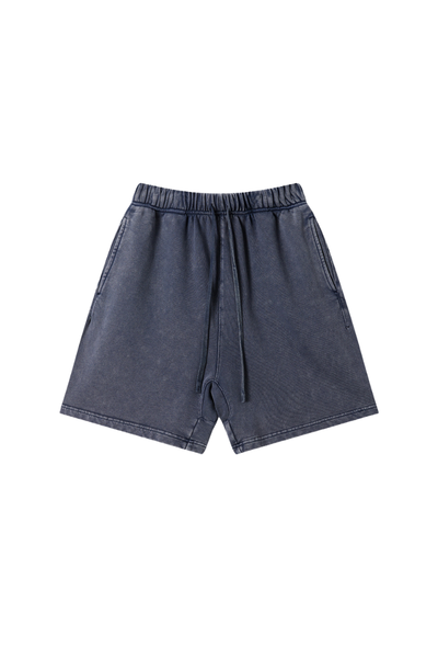 Unisex Spring Summer 360g Cotton Washed Drawstring Shorts