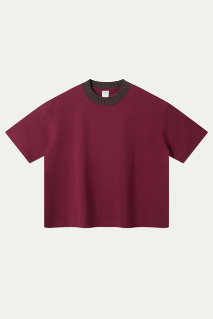 Men's 305g Cotton Colorblock Knit Boxy Crewneck Tee