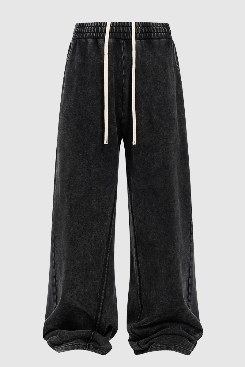 Men's Cotton Vintage-Distressed Raw-Edge Patchwork Pants
