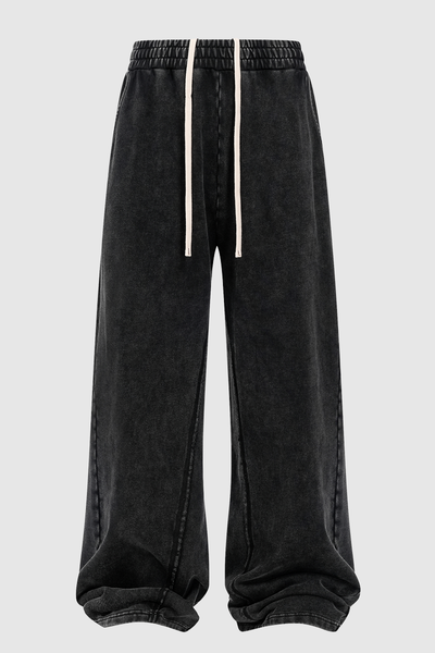 Men's Cotton Vintage-Distressed Raw-Edge Patchwork Pants
