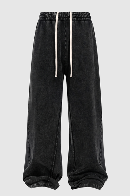 Men's Cotton Vintage-Distressed Raw-Edge Patchwork Pants