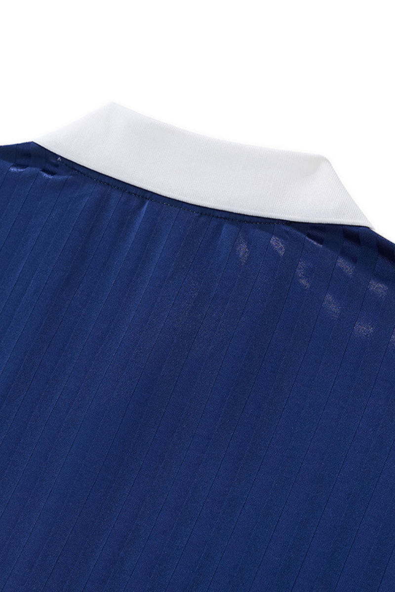 Men's Polyester Loose Fit V-Neck Patch Stripe Tee