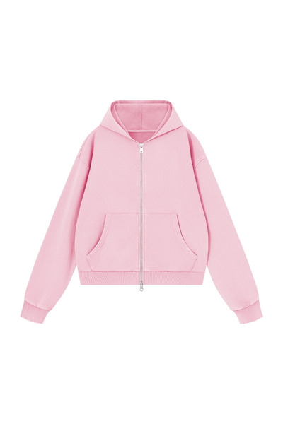 Men Fall Washed Vintage Boxy Double Zip Hoodie
