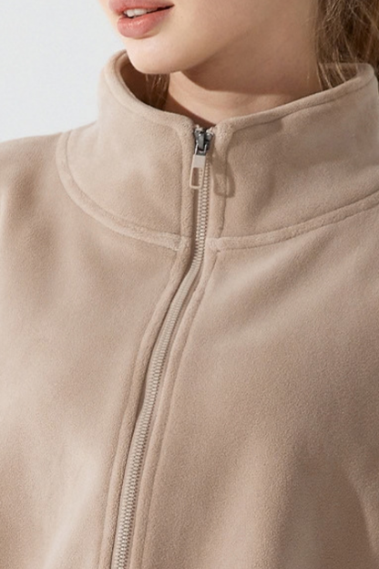 Women Fall Clothing Warm Double-Sided Oat Fleece Zip Vest